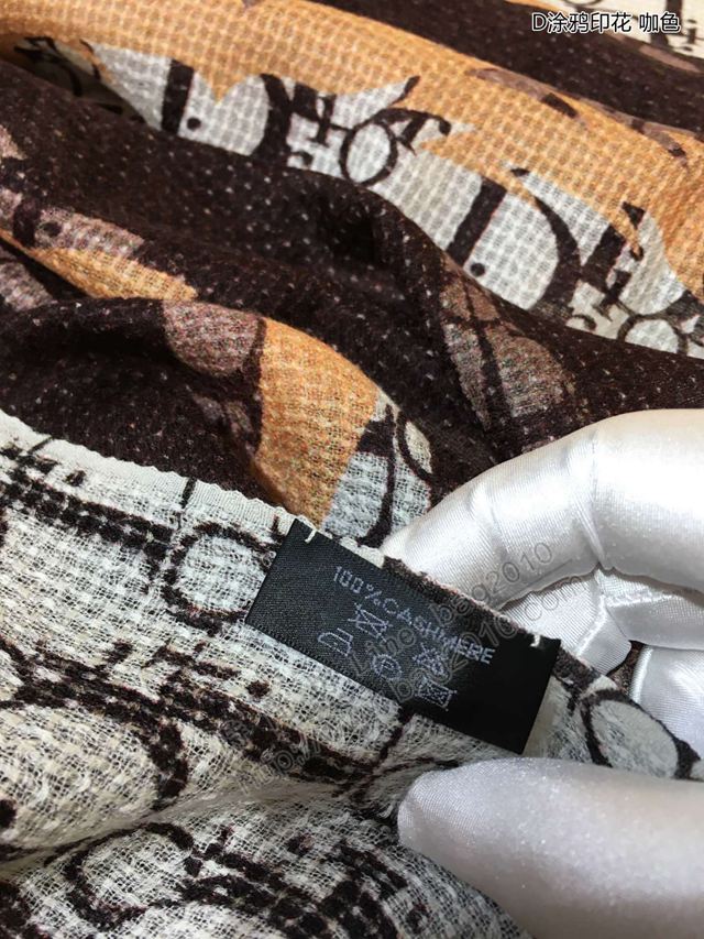Dior圍巾 專櫃主打款D塗鴉印花羊絨長巾 迪奧純山羊絨女圍巾  llwj6827